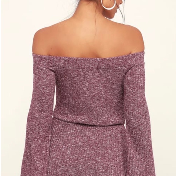 Lulu’s Burgundy Off-the-Shoulder Skater Dress - Picture 2 of 6